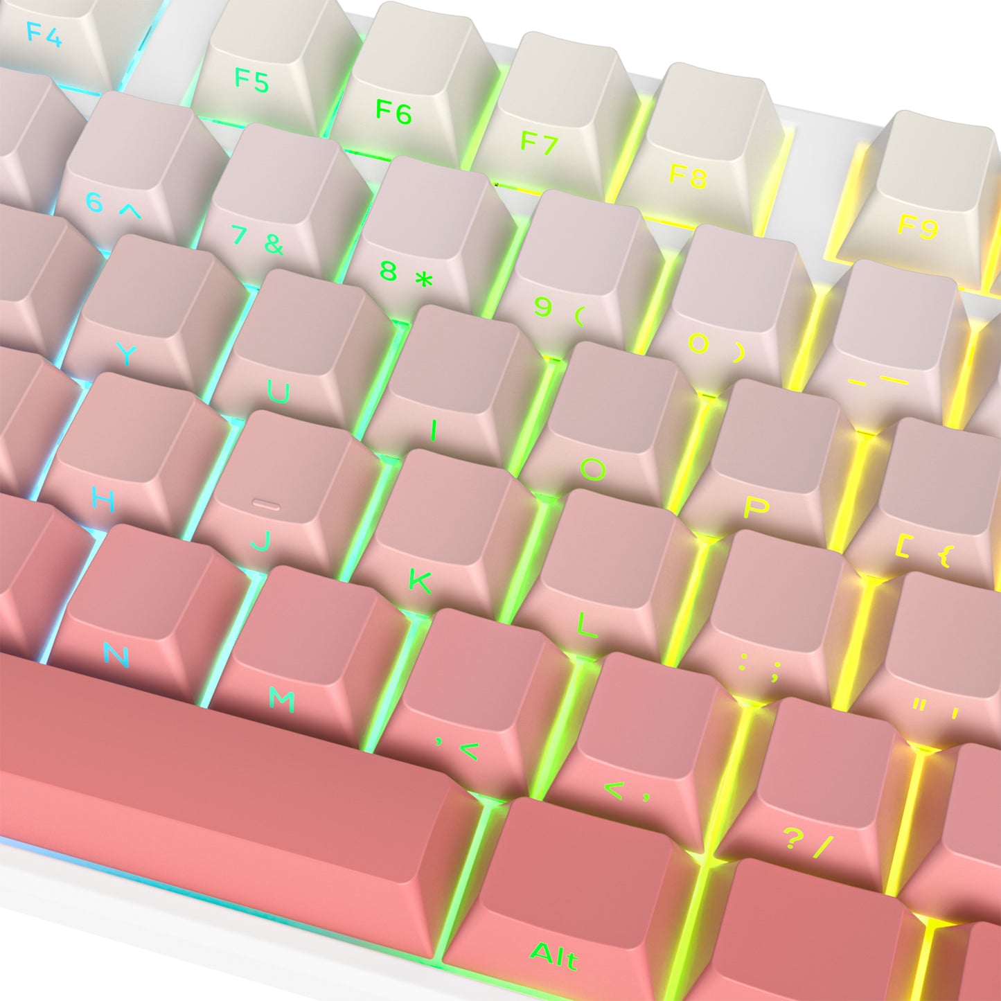 SURMEN PINK Gradient PBT Key Caps 135-keys Custom Minimalist Side Printed Double Shot Keycaps with Cherry Profile for 61/68/96/108Mechanical Gaming Keyboard (Blush)