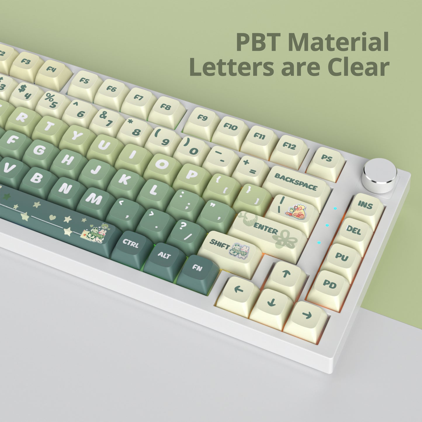 SURMEN 133 Keys XDA Profile Green keycaps 75 Percent Cute PBT Keyboard Caps with ISO Keys for 60% 65% 75% 96% Mechanical Keyboard (Light Green)