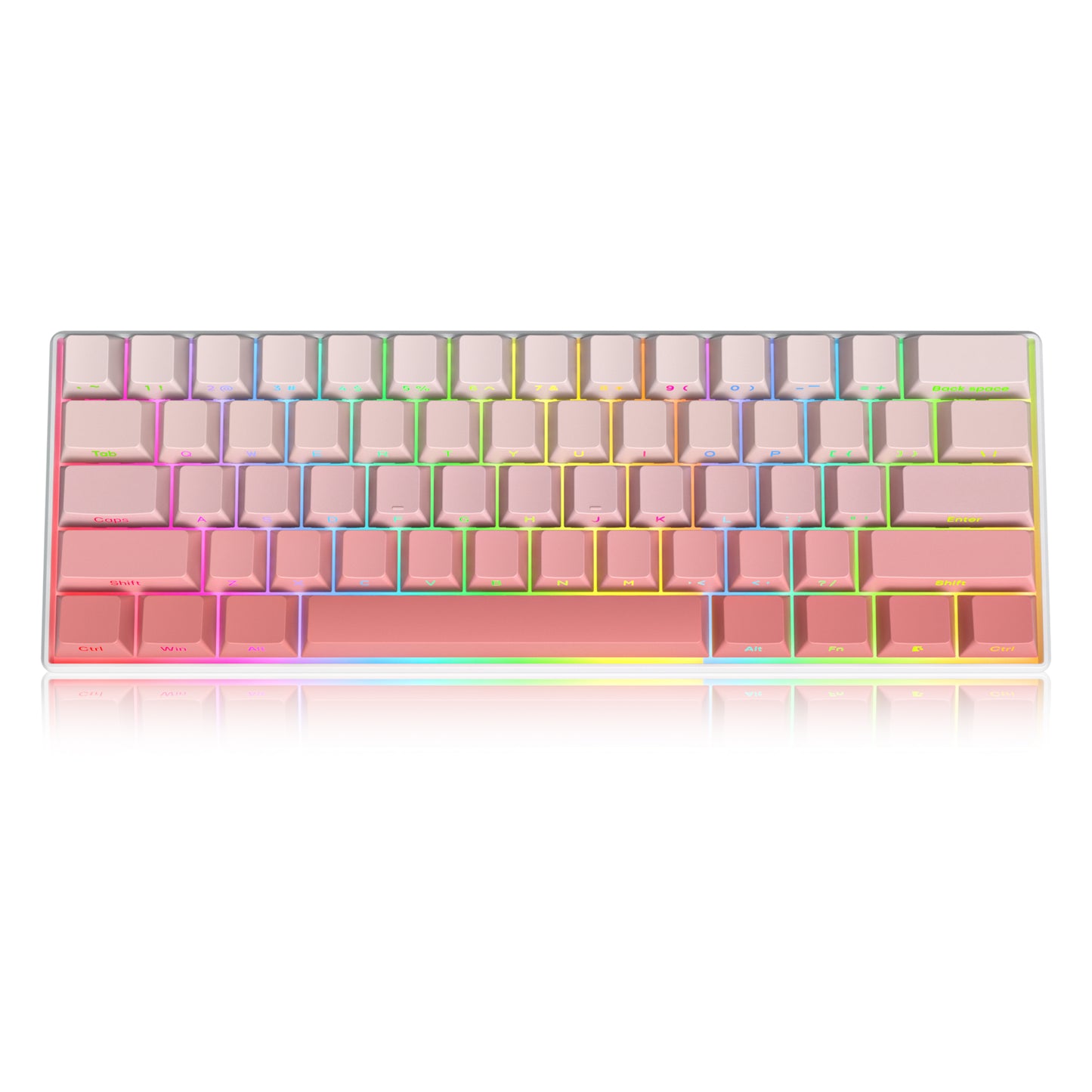 SURMEN PINK Gradient PBT Key Caps 135-keys Custom Minimalist Side Printed Double Shot Keycaps with Cherry Profile for 61/68/96/108Mechanical Gaming Keyboard (Blush)
