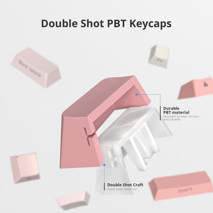SURMEN PINK Gradient PBT Key Caps 135-keys Custom Minimalist Side Printed Double Shot Keycaps with Cherry Profile for 61/68/96/108Mechanical Gaming Keyboard (Blush)