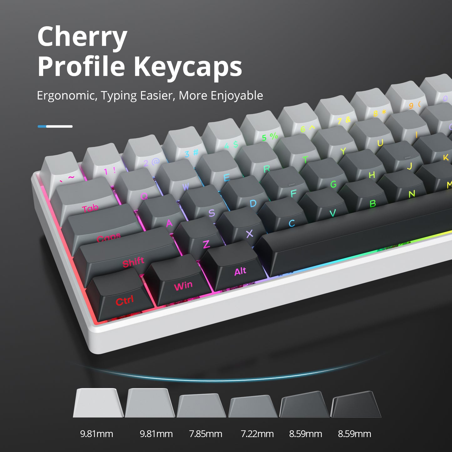 SURMEN Gradient PBT Key caps for Mechanical Keyboards, 135-keys Custom Minimalist Side Printed Double Shot Keycaps with Cherry Profile for Gaming Keyboard (Polar)