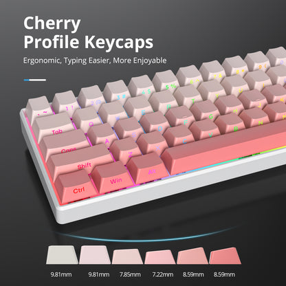 SURMEN PINK Gradient PBT Key Caps 135-keys Custom Minimalist Side Printed Double Shot Keycaps with Cherry Profile for 61/68/96/108Mechanical Gaming Keyboard (Blush)